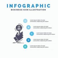 recrutement. chercher. trouver. ressource humaine. modèle d'infographie de personnes pour le site Web et la présentation. icône grise de glyphe avec illustration vectorielle de style infographique bleu. vecteur