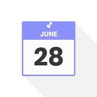 icône du calendrier du 28 juin. date, mois calendrier icône illustration vectorielle vecteur