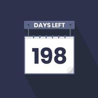 198 jours restants compte à rebours pour la promotion des ventes. 198 jours restants avant la bannière de vente promotionnelle vecteur