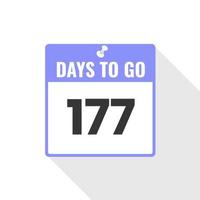 177 jours restants icône de compte à rebours des ventes. 177 jours restants bannière promotionnelle vecteur