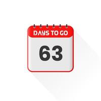 icône de compte à rebours 63 jours restants pour la promotion des ventes. bannière de vente promotionnelle 63 jours restants vecteur