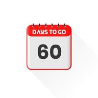 icône de compte à rebours 60 jours restants pour la promotion des ventes. bannière de vente promotionnelle 60 jours restants vecteur