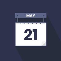 Icône de calendrier du 21 mai. 21 mai calendrier date mois icône vecteur illustrateur