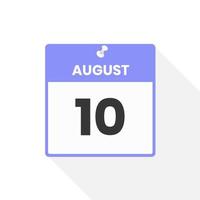 icône du calendrier du 10 août. date, mois calendrier icône illustration vectorielle vecteur