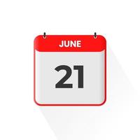 Icône du calendrier du 21 juin. 21 juin calendrier date mois icône vecteur illustrateur