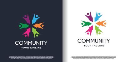 logo communautaire avec concept de flèche créative vecteur