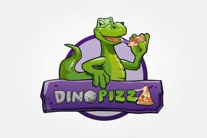 personnage de dessin animé de logo de pizza dino. illustration de logo de mascotte impressionnante et unique pour votre entreprise ludique. vecteur