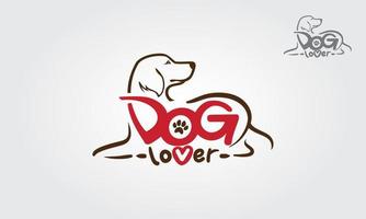 modèle de logo vectoriel amoureux des chiens. ce modèle de logo est idéal pour les animaleries ou tout type d'entreprise liée aux soins pour animaux de compagnie