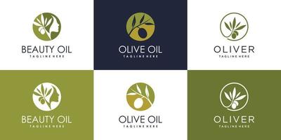 collection de logo d'huile d'olive et de beauté pour le vecteur premium de l'entreprise