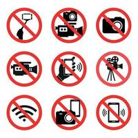 ensemble de panneaux d'interdiction caméra photo et vidéo vecteur