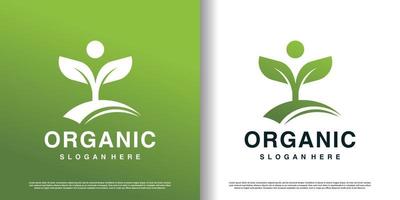 modèle de logo organique avec vecteur premium concept croissant