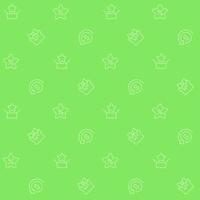 motif abstrait sans couture de bonus client. formes vectorielles modifiables sur fond vert. texture tendance avec des icônes de couleur de dessin animé. conception avec des éléments graphiques pour l'intérieur, le tissu, la décoration du site Web vecteur