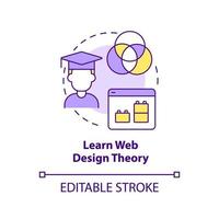 apprendre l'icône de concept de théorie de la conception web. connaissances de gain. devenir concepteur de sites Web idée abstraite illustration en ligne mince. dessin de contour isolé. trait modifiable. vecteur