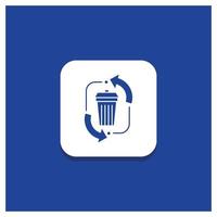bouton rond bleu pour les déchets. disposition. des ordures. la gestion. icône de glyphe de recyclage vecteur