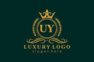 modèle initial de logo de luxe royal de lettre uy dans l'art vectoriel pour le restaurant, la royauté, la boutique, le café, l'hôtel, l'héraldique, les bijoux, la mode et d'autres illustrations vectorielles.