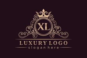 xl lettre initiale or calligraphique féminin floral monogramme héraldique dessiné à la main antique vintage style luxe logo design vecteur premium