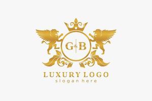 modèle initial de logo de luxe gb lettre lion royal en art vectoriel pour restaurant, royauté, boutique, café, hôtel, héraldique, bijoux, mode et autres illustrations vectorielles.
