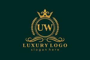 modèle initial de logo de luxe royal de lettre uw dans l'art vectoriel pour le restaurant, la royauté, la boutique, le café, l'hôtel, l'héraldique, les bijoux, la mode et d'autres illustrations vectorielles.