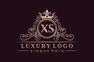 xs lettre initiale or calligraphique féminin floral monogramme héraldique dessiné à la main antique vintage style luxe logo design vecteur premium