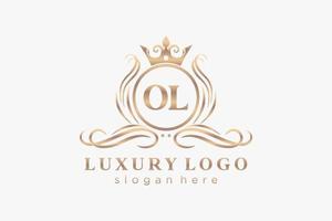 modèle de logo de luxe royal lettre initiale ol dans l'art vectoriel pour le restaurant, la royauté, la boutique, le café, l'hôtel, l'héraldique, les bijoux, la mode et d'autres illustrations vectorielles.