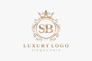 modèle initial de logo de luxe royal de lettre sb dans l'art vectoriel pour le restaurant, la royauté, la boutique, le café, l'hôtel, l'héraldique, les bijoux, la mode et d'autres illustrations vectorielles.