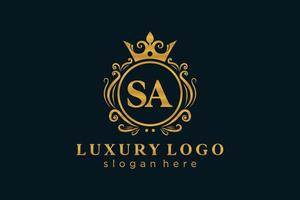 modèle de logo de luxe royal de lettre sa initiale dans l'art vectoriel pour le restaurant, la royauté, la boutique, le café, l'hôtel, l'héraldique, les bijoux, la mode et d'autres illustrations vectorielles.