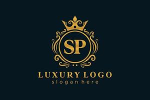 modèle de logo de luxe royal de lettre sp initiale dans l'art vectoriel pour le restaurant, la royauté, la boutique, le café, l'hôtel, l'héraldique, les bijoux, la mode et d'autres illustrations vectorielles.