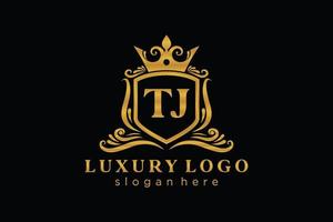 modèle initial de logo de luxe royal de lettre tj dans l'art vectoriel pour le restaurant, la royauté, la boutique, le café, l'hôtel, l'héraldique, les bijoux, la mode et d'autres illustrations vectorielles.