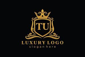 modèle de logo de luxe royal lettre initiale tu dans l'art vectoriel pour restaurant, royauté, boutique, café, hôtel, héraldique, bijoux, mode et autres illustrations vectorielles.