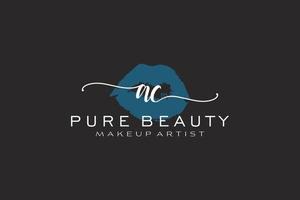 création initiale de logo préfabriqué pour les lèvres aquarelles ac, logo pour la marque d'entreprise de maquilleur, création de logo de boutique de beauté blush, logo de calligraphie avec modèle créatif. vecteur