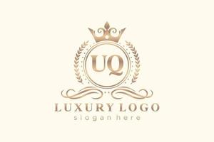 modèle initial de logo de luxe royal de lettre uq dans l'art vectoriel pour le restaurant, la royauté, la boutique, le café, l'hôtel, l'héraldique, les bijoux, la mode et d'autres illustrations vectorielles.