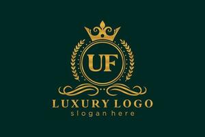 modèle initial de logo de luxe royal de lettre uf dans l'art vectoriel pour le restaurant, la royauté, la boutique, le café, l'hôtel, l'héraldique, les bijoux, la mode et d'autres illustrations vectorielles.