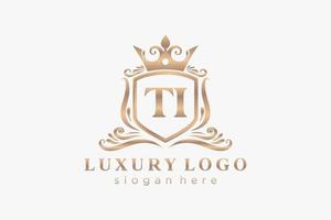 modèle initial de logo de luxe royal de lettre ti dans l'art vectoriel pour le restaurant, la royauté, la boutique, le café, l'hôtel, l'héraldique, les bijoux, la mode et d'autres illustrations vectorielles.