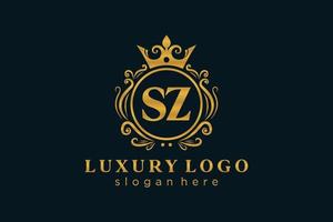 modèle de logo de luxe royal lettre initiale sz en art vectoriel pour restaurant, royauté, boutique, café, hôtel, héraldique, bijoux, mode et autres illustrations vectorielles.