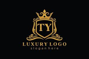 modèle de logo de luxe royal lettre initiale ty dans l'art vectoriel pour le restaurant, la royauté, la boutique, le café, l'hôtel, l'héraldique, les bijoux, la mode et d'autres illustrations vectorielles.