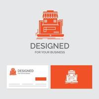 modèle de logo d'entreprise pour les entreprises. marché. organisme. Les données. marché en ligne. cartes de visite orange avec modèle de logo de marque. vecteur
