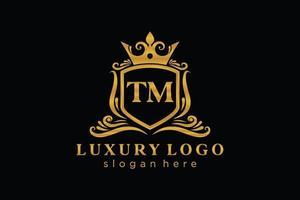 modèle initial de logo de luxe royal de lettre tm dans l'art vectoriel pour le restaurant, la royauté, la boutique, le café, l'hôtel, l'héraldique, les bijoux, la mode et d'autres illustrations vectorielles.