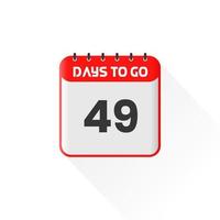 icône de compte à rebours 49 jours restants pour la promotion des ventes. bannière de vente promotionnelle 49 jours restants vecteur