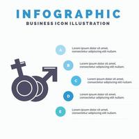 le genre. Vénus. Mars. Masculin. modèle d'infographie féminin pour le site Web et la présentation. icône grise de glyphe avec illustration vectorielle de style infographique bleu. vecteur