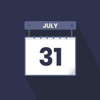 Icône du calendrier du 31 juillet. 31 juillet calendrier date mois icône vecteur illustrateur