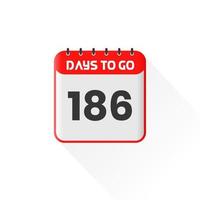 icône de compte à rebours 186 jours restants pour la promotion des ventes. bannière de vente promotionnelle 186 jours restants vecteur