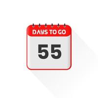 icône de compte à rebours 55 jours restants pour la promotion des ventes. bannière de vente promotionnelle 55 jours restants vecteur