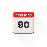 icône de compte à rebours 90 jours restants pour la promotion des ventes. bannière de vente promotionnelle 90 jours restants vecteur