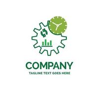 Entreprise. ingénierie. la gestion. traiter le modèle de logo d'entreprise plat. conception de marque verte créative. vecteur