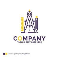 création de logo de nom de société pour la construction. motif. géométrie. math. outil. conception de nom de marque violet et jaune avec place pour le slogan. modèle de logo créatif pour petites et grandes entreprises. vecteur