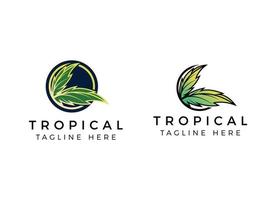 modèle de conception de logo de feuille tropicale exotique et de luxe. vecteur