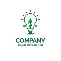 ampoule. idée. électricité. énergie. modèle de logo d'entreprise plat léger. conception de marque verte créative. vecteur