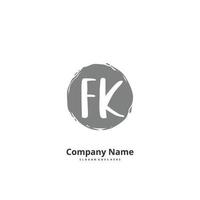 fk écriture manuscrite initiale et création de logo de signature avec cercle. beau design logo manuscrit pour la mode, l'équipe, le mariage, le logo de luxe. vecteur