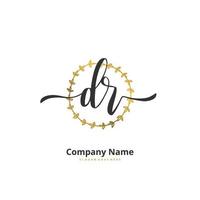 dr écriture initiale et création de logo de signature avec cercle. beau design logo manuscrit pour la mode, l'équipe, le mariage, le logo de luxe. vecteur