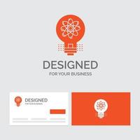 modèle de logo d'entreprise pour idée. innovation. lumière. la solution. Commencez. cartes de visite orange avec modèle de logo de marque. vecteur